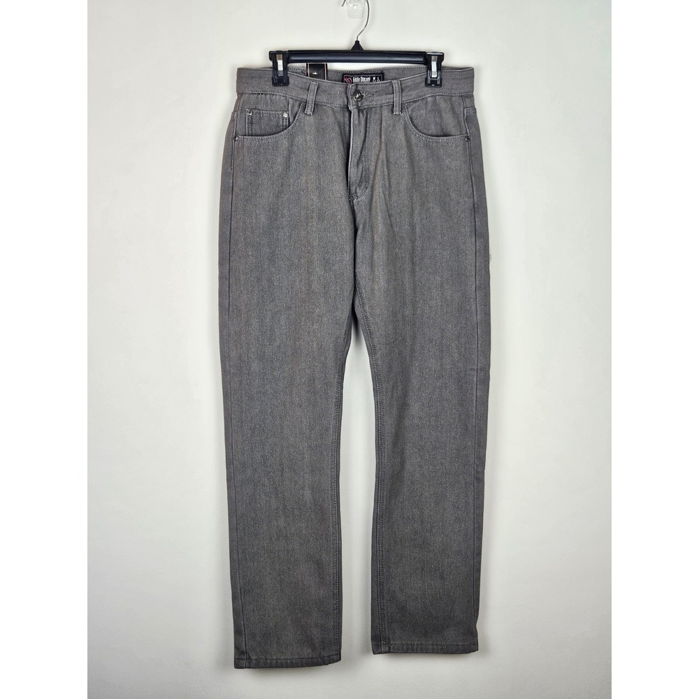 Eddie Domani Mens Gray Fleece Lined Denim Jeans Size 34x32 Classic Fit